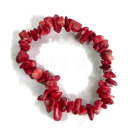 Synthetic Coral Stretch Bracelets PW-WG56138-23-1