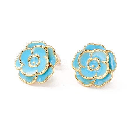 Flower Enamel Stud Earrings for Women EJEW-I684-07G-03-RS-1