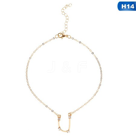 Twelve Constellation Alloy Crystal Rhinestone Link Chain Anklets for Women FS-WG97E4C-11-1