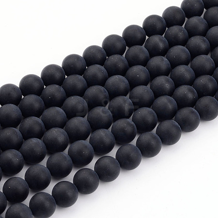 Dyed & Heated Natural Black Agate Bead Strands LS-G-H056-10mm-1
