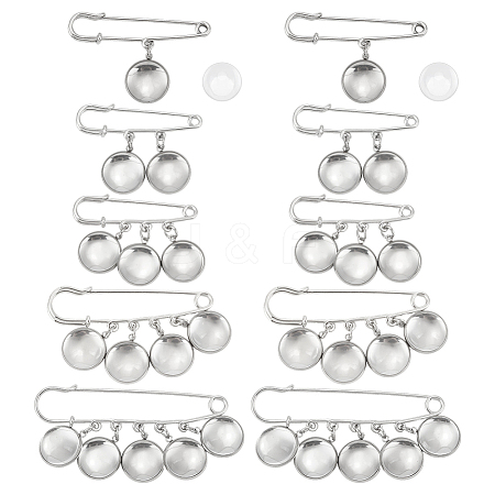 10Pcs 5 Styles Steel Heavy Duty Safety Pins Brooch Pins JEWB-DR00005-1