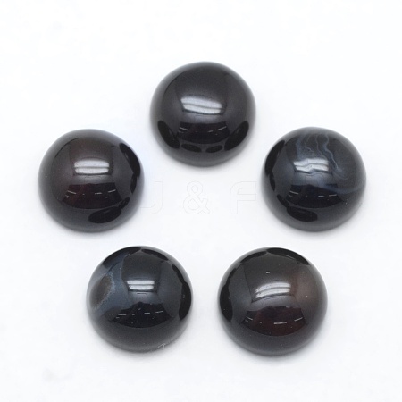 Natural Black Agate Cabochons G-E492-H-15-1