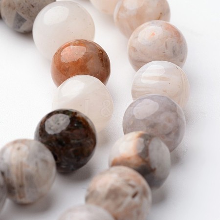 Round Natural Bamboo Leaf Agate Bead Strands G-J346-33-8mm-1