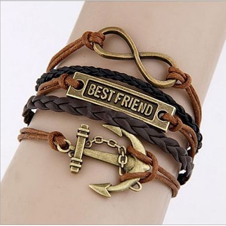 Imitation Leather Link Multi-strand Bracelets for Women Men WG5E2D4-17-1