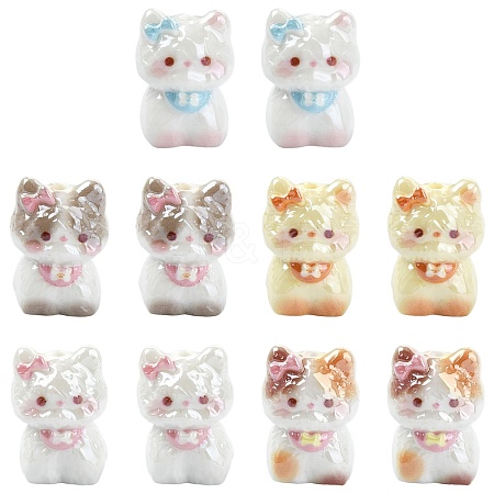 10Pcs 5 Colors Electroplate Opaque Resin Beads RESI-CJZ0001-12-1