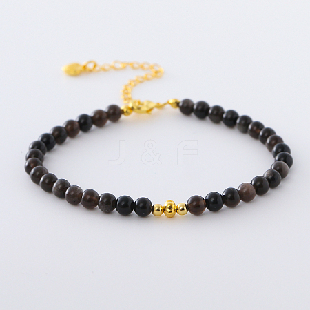 Synthetic Sunstone Round Beaded Bracelet RG1104-1-1