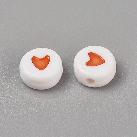 Acrylic Enamel Beads OACR-WH0003-04C-1