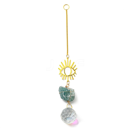 Wire Wrapped Nuggets Natural Fluorite Pendant Decorations HJEW-C008-02F-G-1