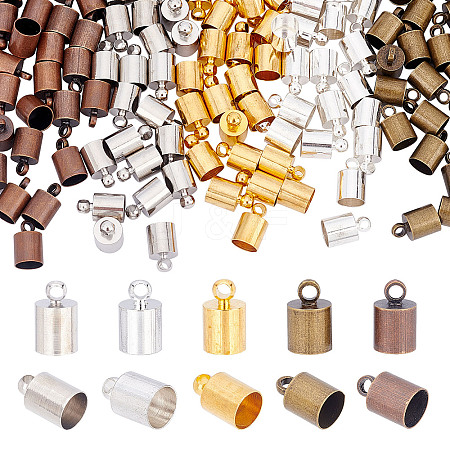 150Pcs 5 Colors Brass Cord Ends FIND-SC0002-83-1
