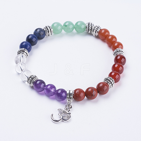 Natural Gemstone Stretch Bracelets BJEW-F308-20AS-1