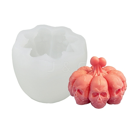 DIY Halloween Theme 8Pcs Skulls Pumpkin-shaped Candle Making Silicone Statue Molds DIY-D057-02-1