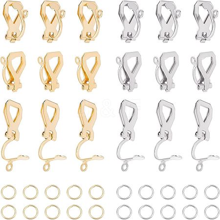 20Pcs 2 Color 304 Stainless Steel Clip-on Earring Findings STAS-UN0038-43-1