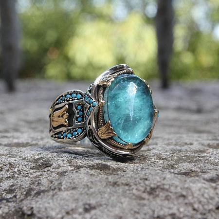 Oval Alloy with Glass Finger Rings FS-WG0E890-05-1