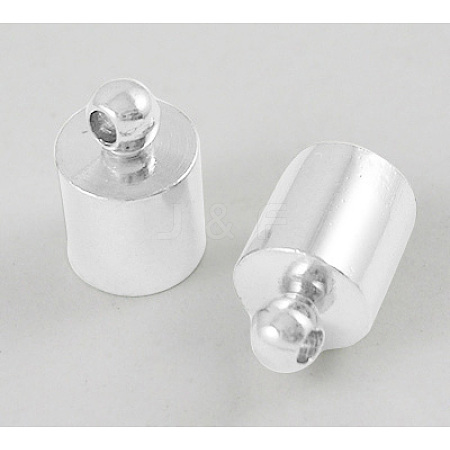 Brass Silver Color Plated Cord End Caps X-EC041-NFS-1