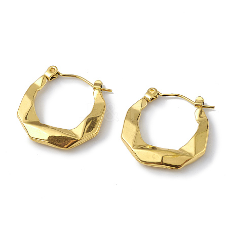 Ion Plating(IP) 304 Stainless Steel Twist Round Hoop Earrings for Women EJEW-I284-06G-1