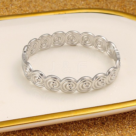 Spiral 304 Stainless Steel Bangles for Women BJEW-Q045-03P-1