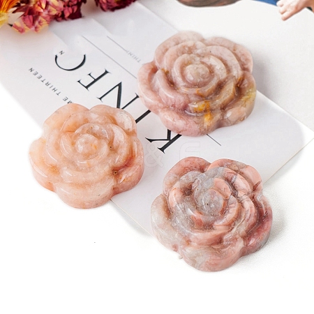 Flower Natural Agate Rose Figurines PW-WG46173-02-1