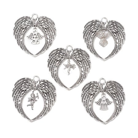 5Pcs Tibetan Style Alloy Pendants PALLOY-JF03019-01-1