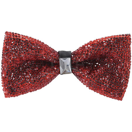 1Pc Polyester with Rhinestone Bow Ties for Bridegroom AJEW-SP0003-32C-1