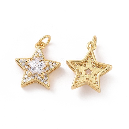 Star Brass Micro Pave Clear Cubic Zirconia Pendants KK-G435-38G-1