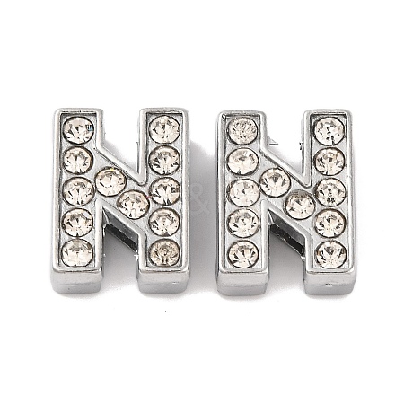 Alloy Initial Slide Charms with Grade A Rhinestones ALRI-R032-N-FF-1