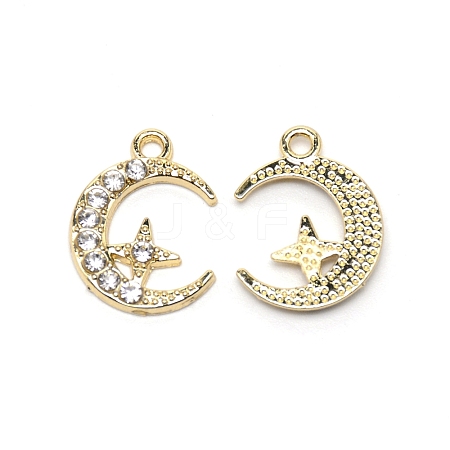 Moon & Star Alloy with Rhinestone Small Handmade Pendant Charms PALLOY-WH0086-97-1