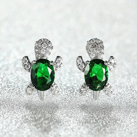 Tortoise Zinc Alloy Cubic Zirconia Stud Earrings WG8EE25-07-1