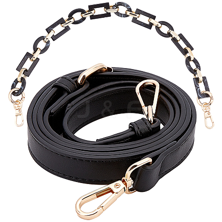 Gorgecraft 2Pcs PU Leather Bag Strap and Acrylic & CCB Plastic Link Chains Bag Handles FIND-GF0001-60-1