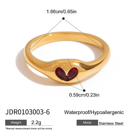 304 Stainless Steel Cubic Zirconia Finger Rings FS-WG9EDCA-01-1