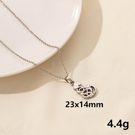 304 Stainless Steel Cat Shape Pendant Necklaces VH1834-3-1