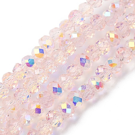Electroplate Transparent Glass Beads Strands EGLA-A046-01A-15-1