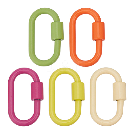 6Pcs 6 Styles Baking Paint Alloy Screw Locking Carabiners FIND-DR0002-08A-1