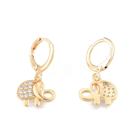 Clear Cubic Zirconia Elephant Dangle Leverback Earrings EJEW-N012-102-1