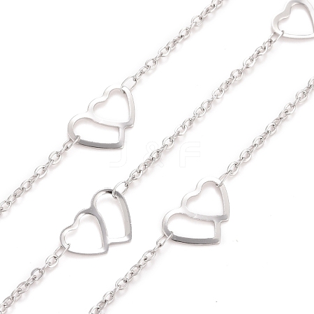 Tarnish Resistant 304 Stainless Steel Heart Link Cable Chains CHS-E006-05P-1