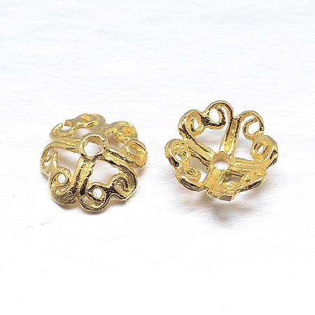 Real 18K Gold Plated 4-Petal 925 Sterling Silver Bead Caps STER-M100-07-1