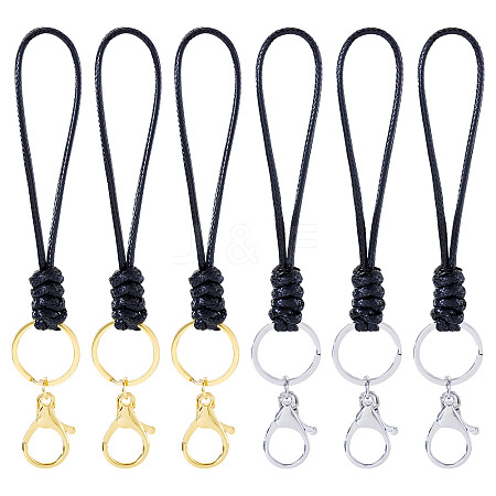 10Pcs 2 Colors Eco-Friendly Korean Waxed Polyester Cord Keychains KEYC-TA00033-1