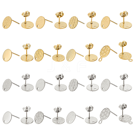 32Pcs 16 Style Ion Plating(IP) 304/201 Stainless Steel Stud Earring Findings STAS-ME0001-38-1