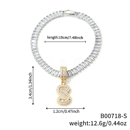 Fashionable Brass Micro Pave Clear Cubic Zirconia Charm Bracelets AF9298-19-1