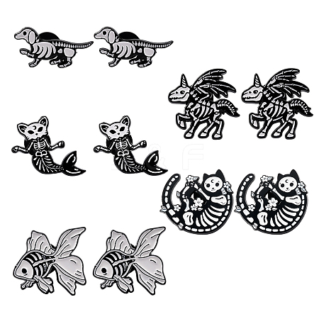 SUNNYCLUE 10Pcs 5 Style Alloy Enamel Brooches JEWB-SC0001-09-1