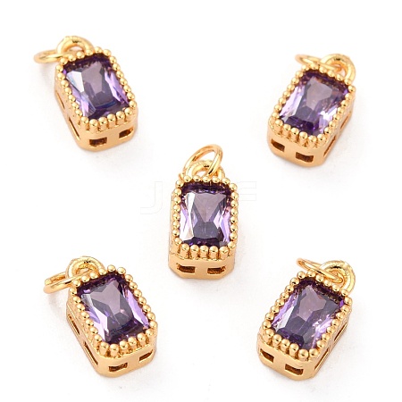 Real 18K Gold Plated Brass Inlaid Cubic Zirconia Charms ZIRC-L100-075G-01-1