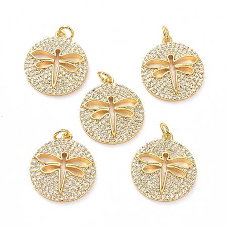 Brass Micro Pave Clear Cubic Zirconia Pendants ZIRC-L100-091G-1