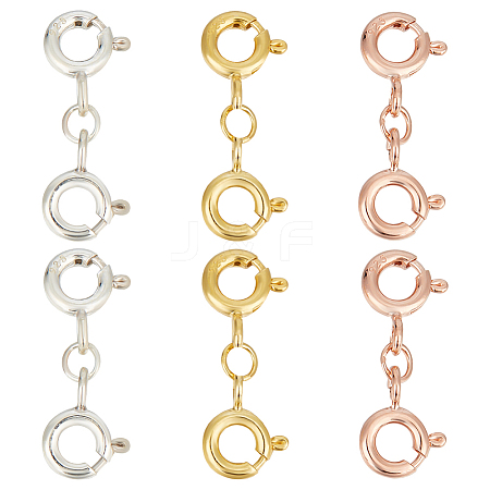 GOMAKERER 6Pcs 3 Colors 925 Sterling Silver Spring Ring Clasps STER-GO0001-15-1