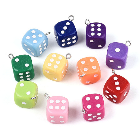 6 Facets Opaque Acrylic Pendants OACR-N148-02-1