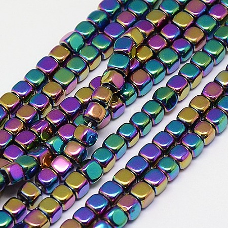 Electroplate Non-magnetic Synthetic Hematite Beads Strands G-J172-3x3mm-03-1