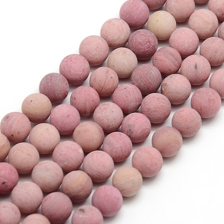 Natural Frosted Rhodonite Round Bead Strands LS-G-M064-4mm-04-1