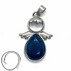Angel Wings Synthetic Blue Goldstone Teardropt Pendant Necklaces CI6428-12-1