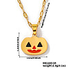 Stainless Steel Enamel Halloween Pumpkin Pendant Dapped Chain Necklaces DY1462-3