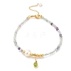 Natural Peridot Bead and Natural Fluorite Bead Bracelets BJEW-E098-06G-1