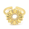 Flower Clear Cubic Zirconia Open Cuff Ring RJEW-L121-031G-2