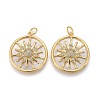 Brass Micro Pave Clear Cubic Zirconia Shell Pendants ZIRC-Z001-04G-1